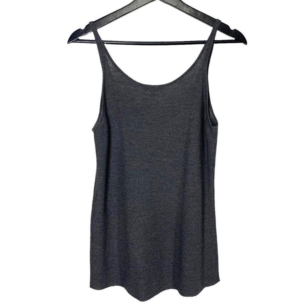 Eileen Fisher Dark Grey Wool Sleeveless Loose Knit Tank Top Medium - Picture 2 of 8